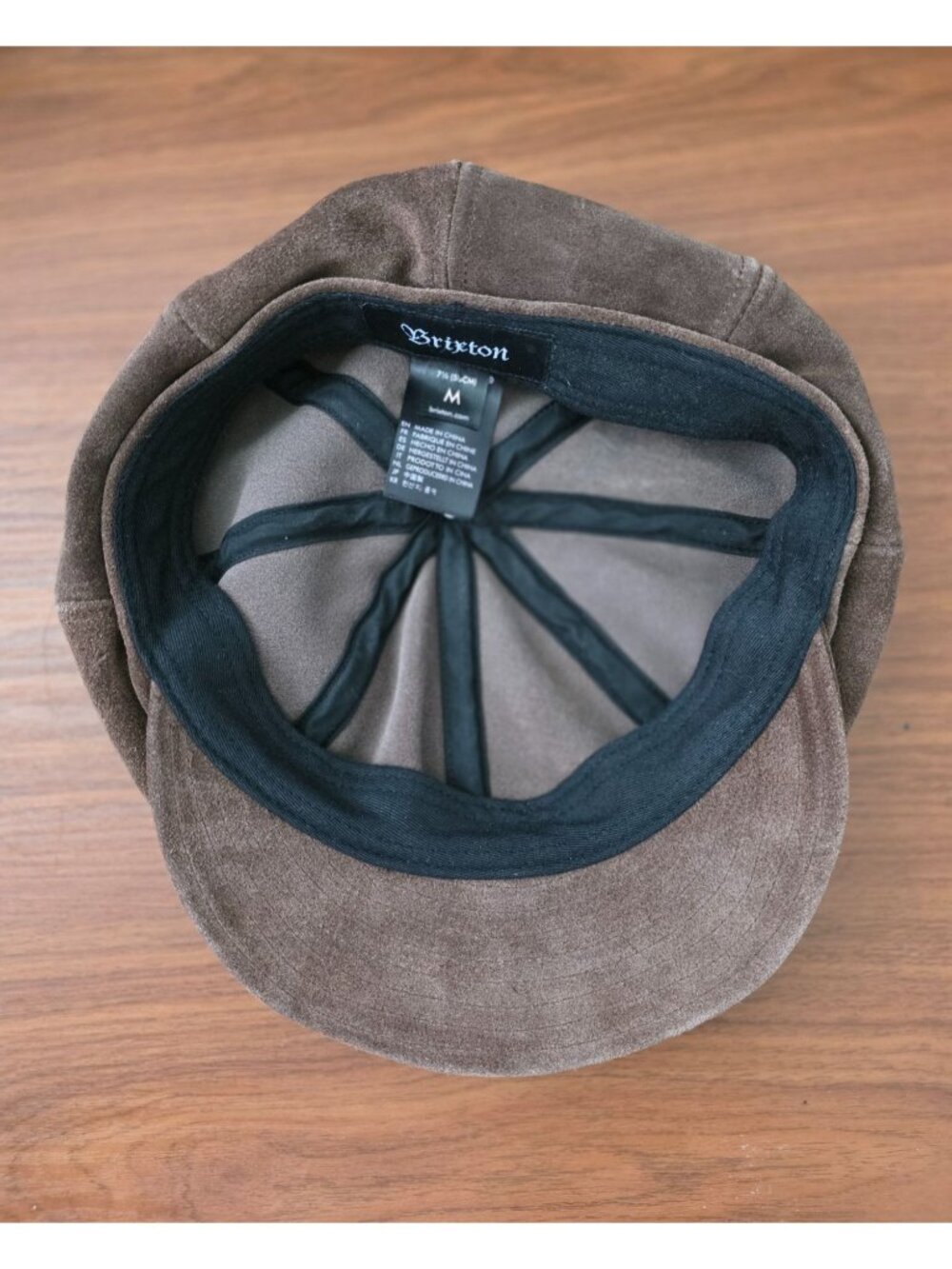 Brixton Brown Suede Leather Newsboy Cap 7 1/4" Medium Classic Vintage Style - Picture 5 of 7